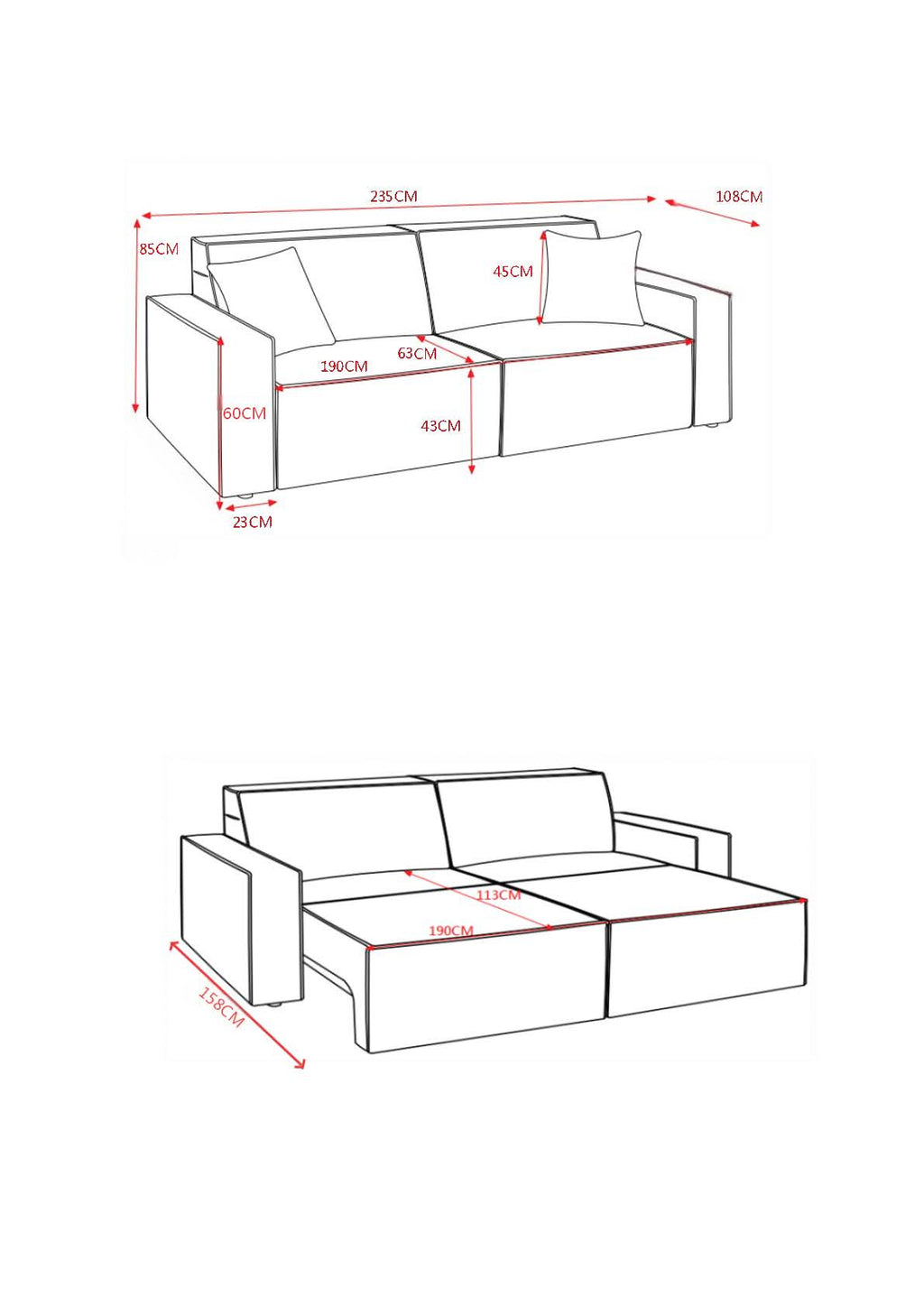 Houston Electric Sofabed Beige 3 Seater
